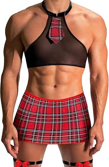 Plaid Temptation Set – Men’s School Fantasy Outfit