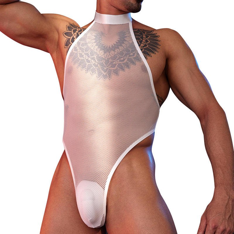Men's thong-style mesh bodysuit with halter neck - Image 3