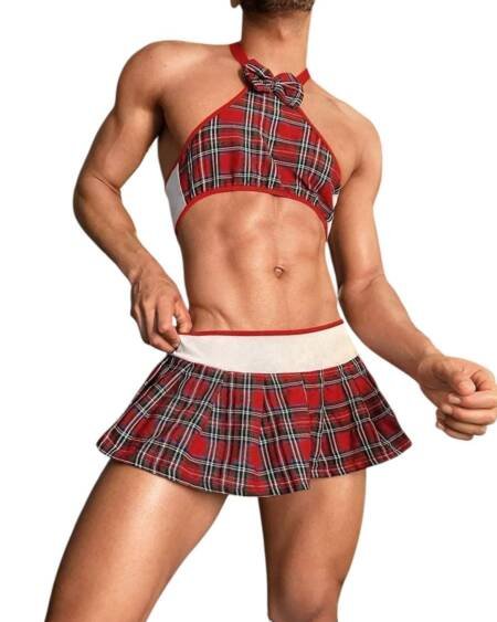 Plaid Tease Outfit – Men’s School Fantasy Set
