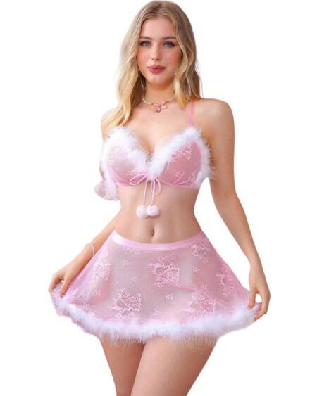 Pink Snowflake Sweetheart Set – Sexy Holiday Lingerie